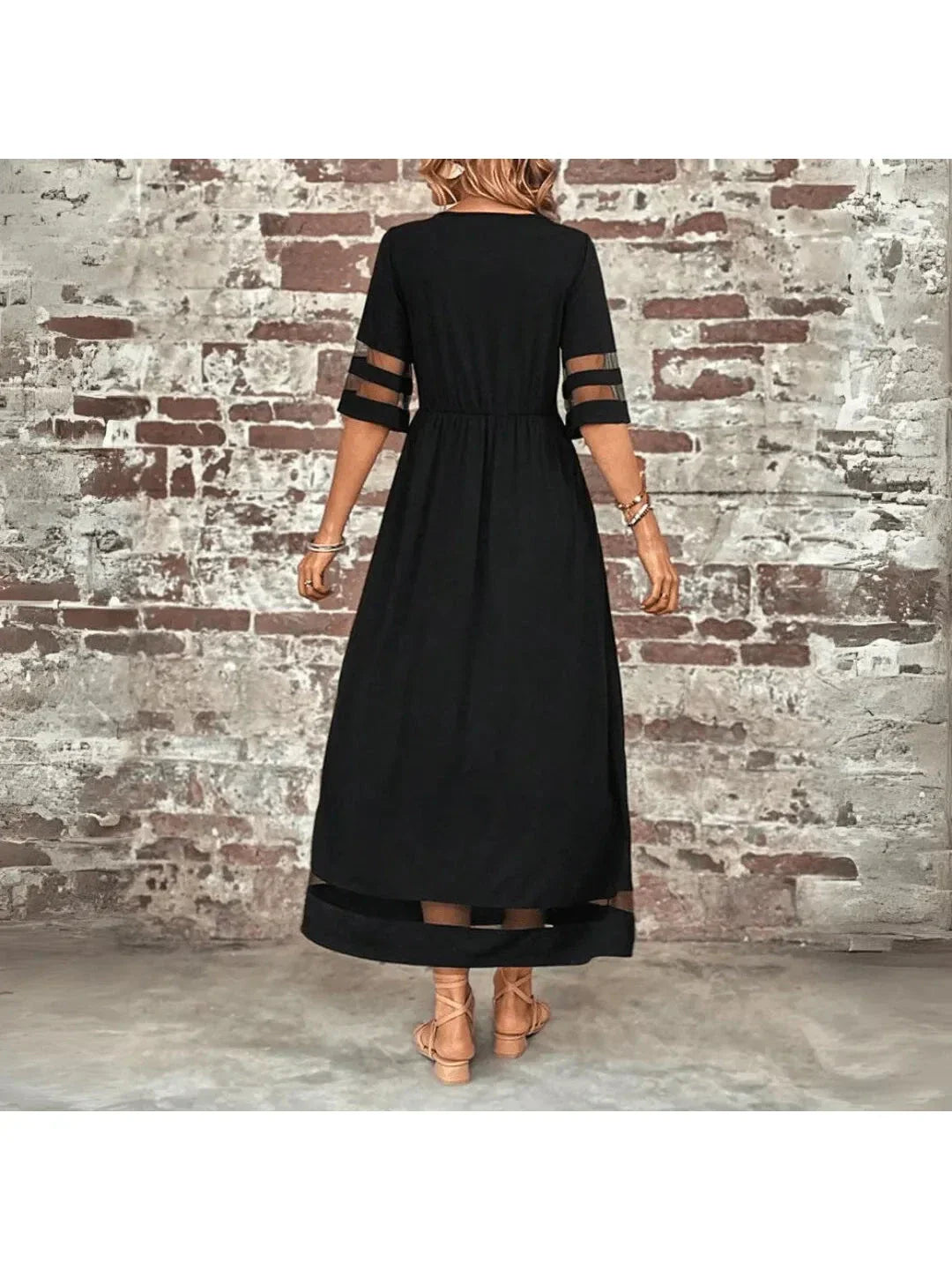 Robe noire midi à taille haute | Sorties décontractées