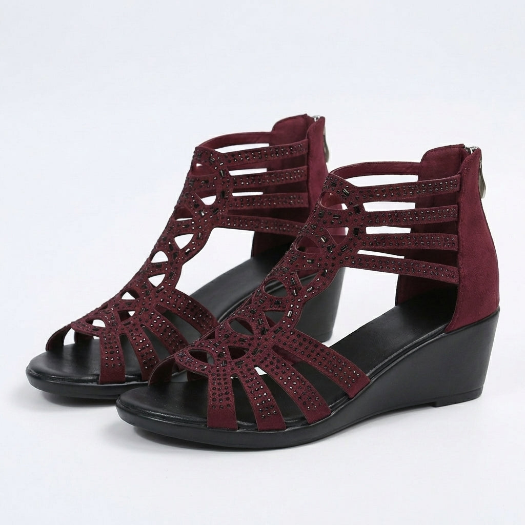Sandales femme | Sandales compensées avec détails en strass