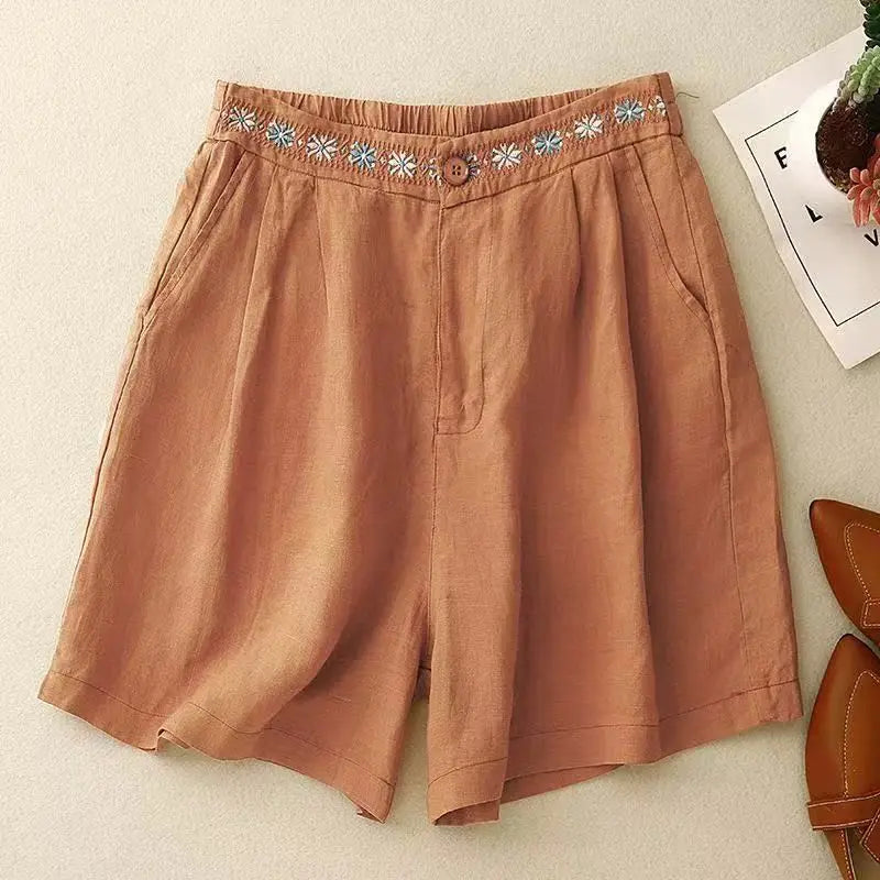 Short femme | Short confortable à taille brodée