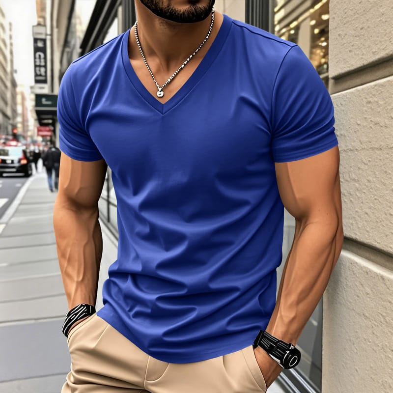 T-shirt homme | T-shirt coupe slim à col en V