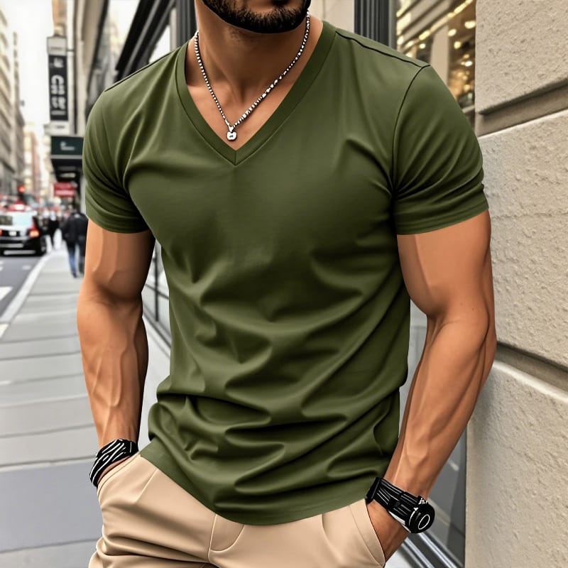 T-shirt homme | T-shirt coupe slim à col en V