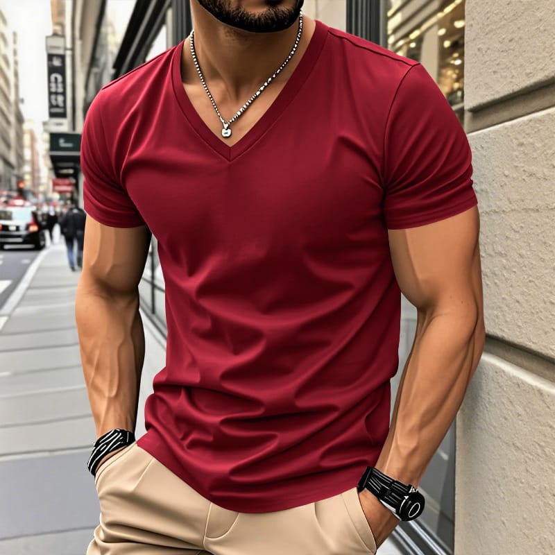T-shirt homme | T-shirt coupe slim à col en V