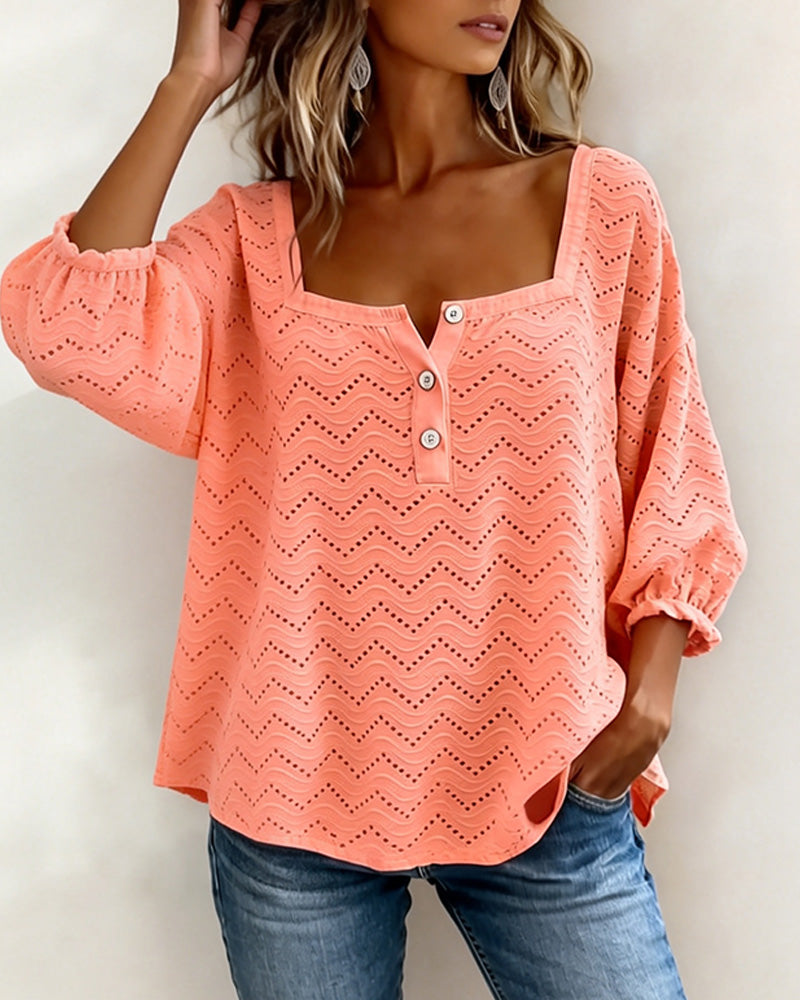 Top femme | Top en broderie à encolure carrée