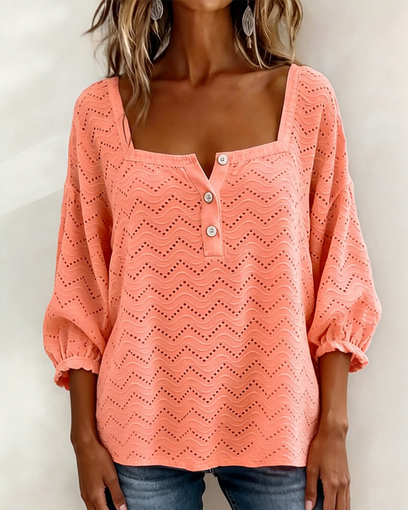 Top femme | Top en broderie à encolure carrée