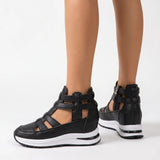 Baskets femme | Baskets montantes ouvertes à talon compensé