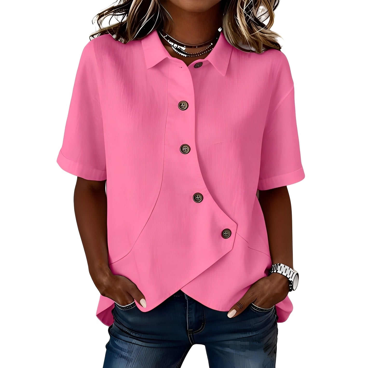 Blouse femme | Blouse asymétrique à détail boutonné