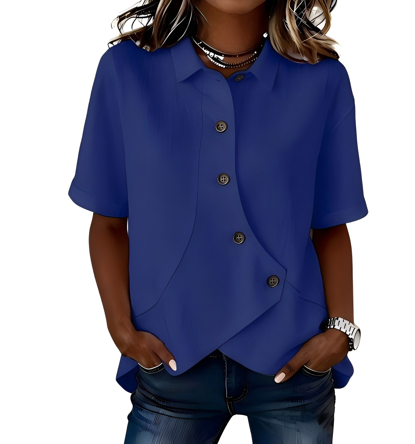 Blouse femme | Blouse asymétrique à détail boutonné