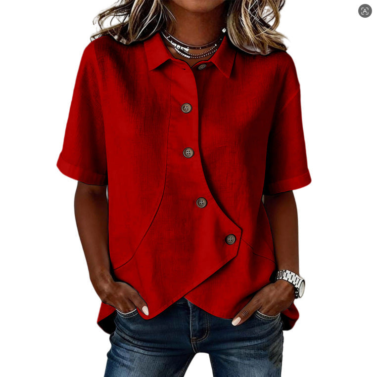 Blouse femme | Blouse asymétrique à détail boutonné