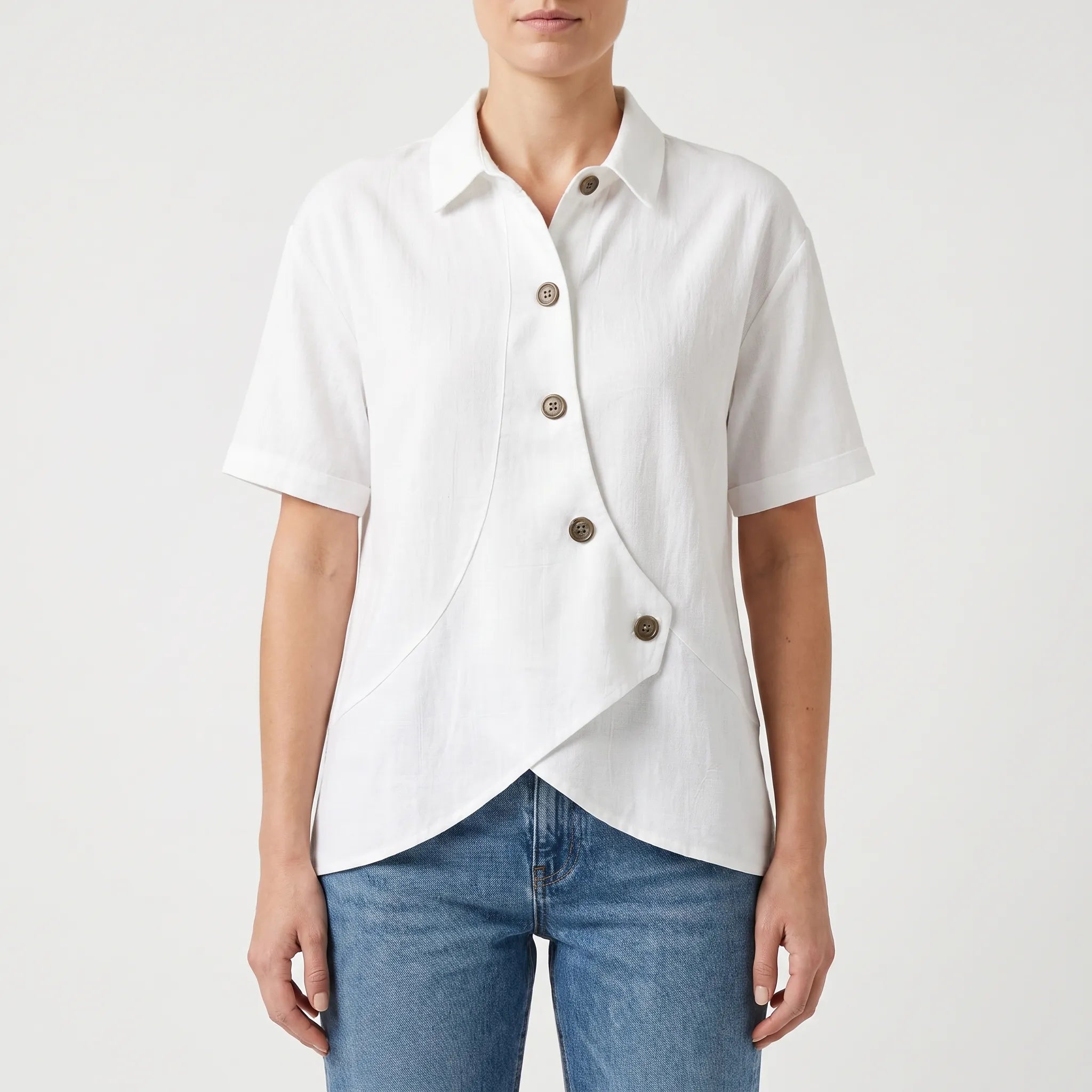 Blouse femme | Blouse asymétrique à détail boutonné