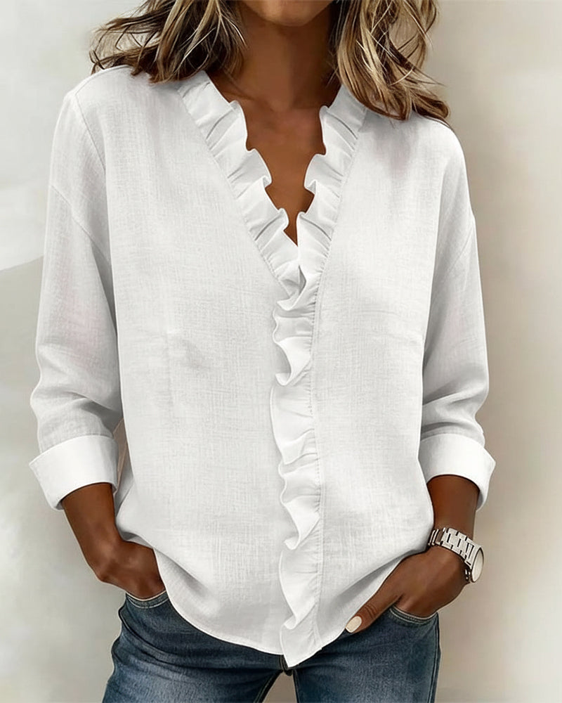 Blouse femme | Blouse élégante à col volanté