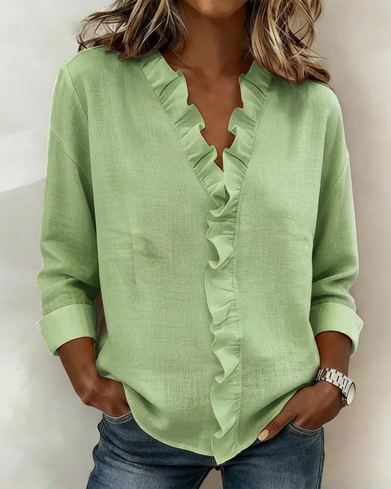 Blouse femme | Blouse élégante à col volanté