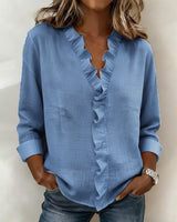 Blouse femme | Blouse élégante à col volanté
