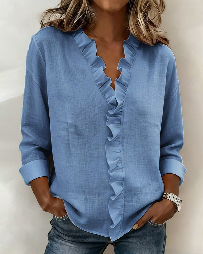 Blouse femme | Blouse élégante à col volanté