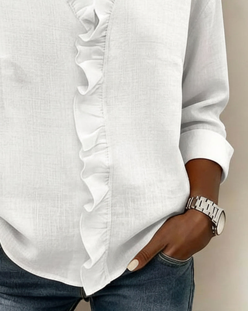 Blouse femme | Blouse élégante à col volanté
