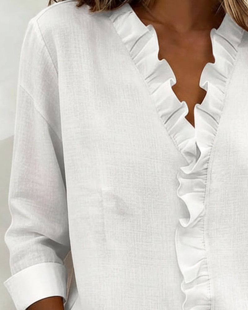 Blouse femme | Blouse élégante à col volanté