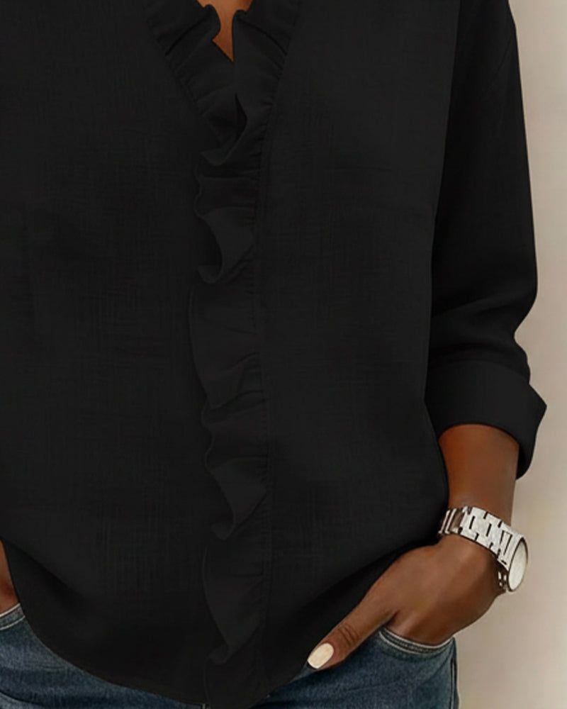 Blouse femme | Blouse élégante à col volanté