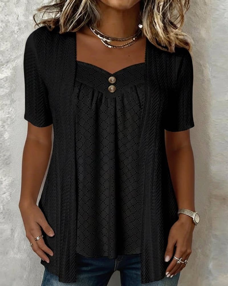 Blouse femme | Top à manches courtes avec gilet ouvert