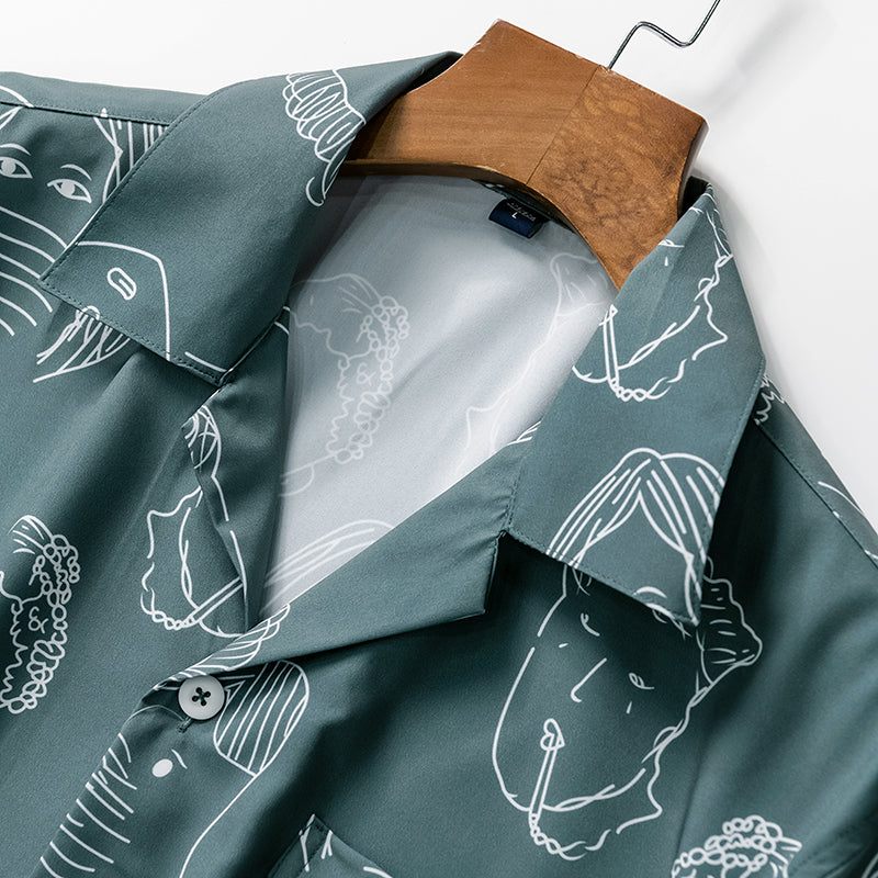Chemise homme | Chemise d'été à imprimé artistique