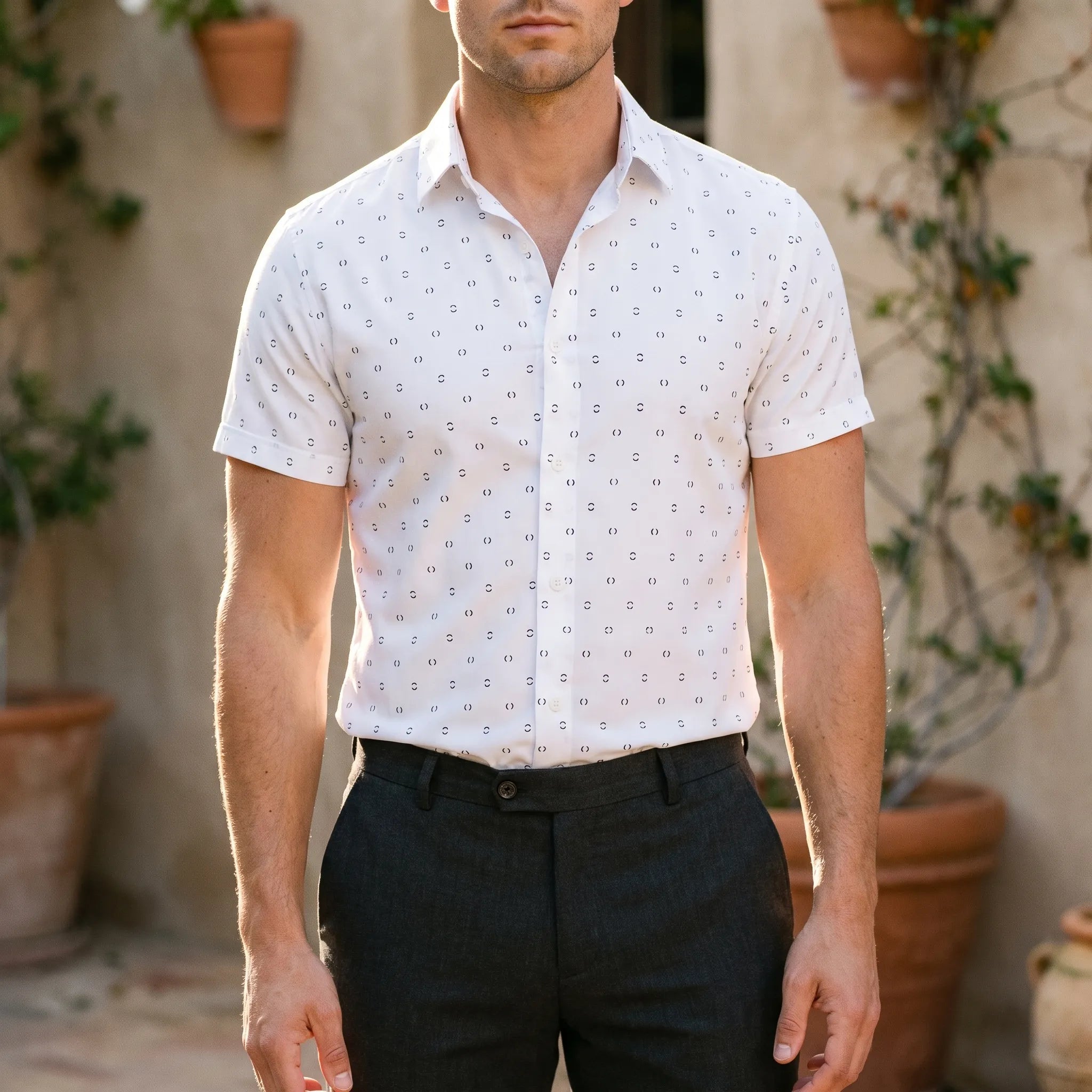 Chemise homme | Chemise d'été à imprimé subtil