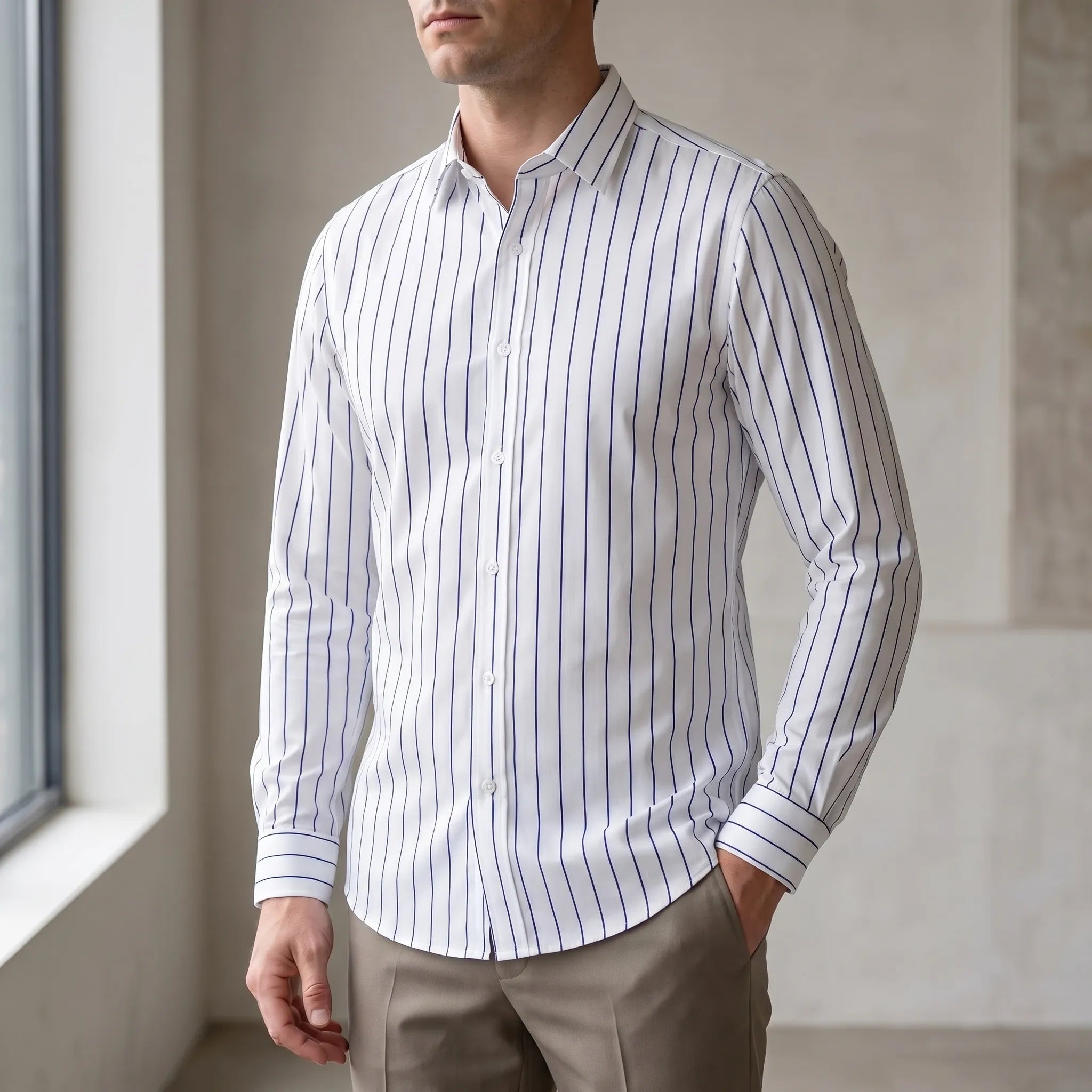 Chemise homme manche longue à rayures | Tenue de bureau