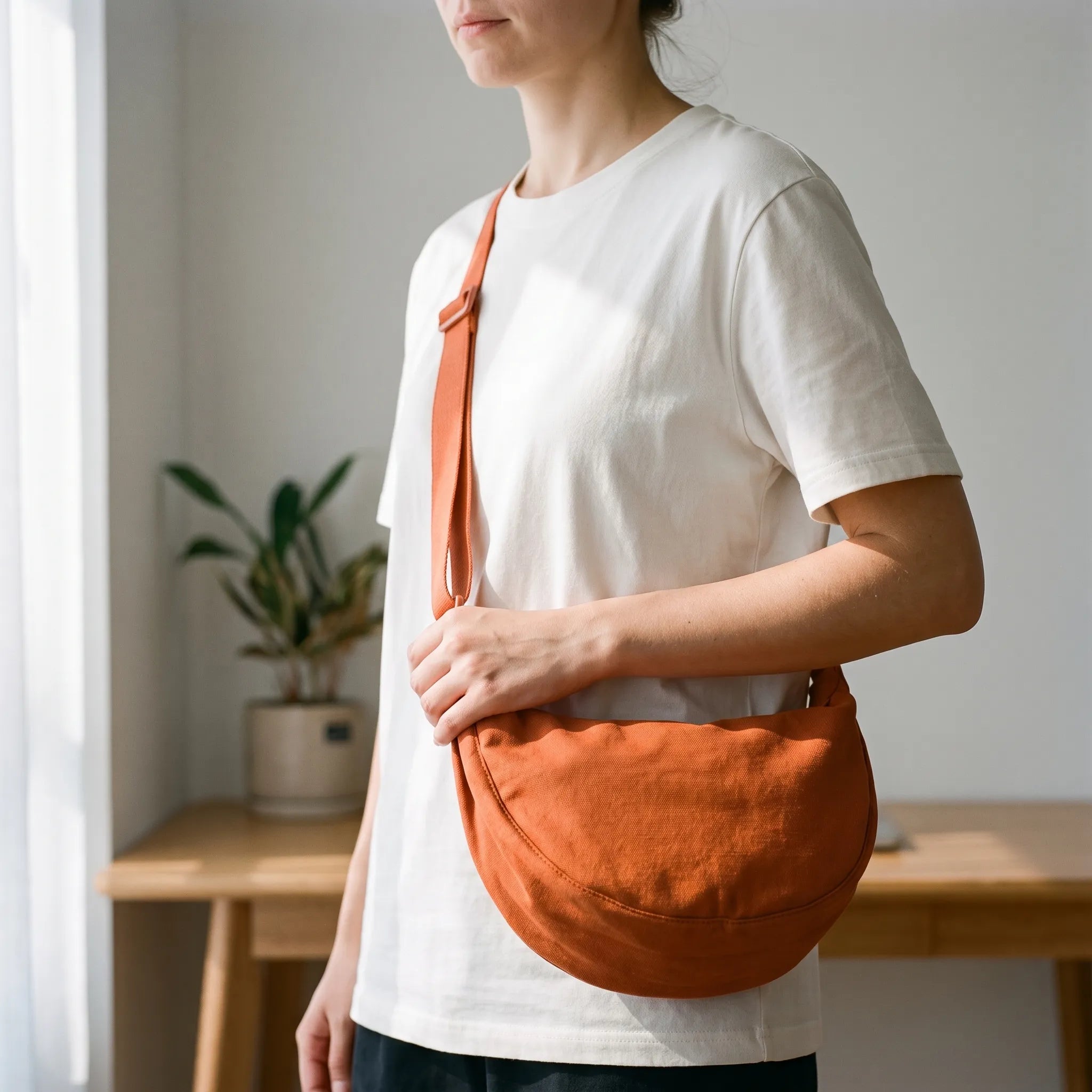 Demi-lune minimaliste façon sac bandoulière femme | Sorties quotidiennes