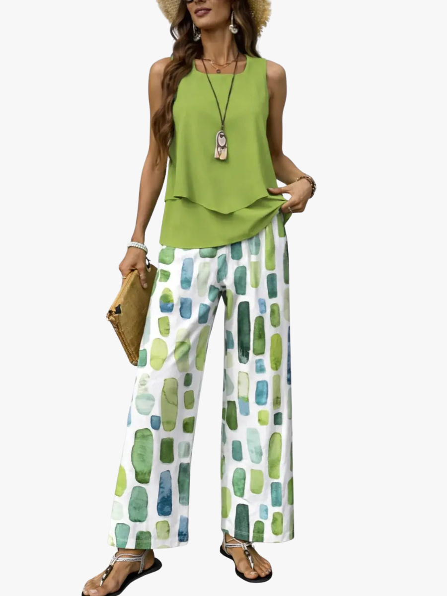 Ensemble 2 pièces femme | Ensemble d'été avec top et pantalon large
