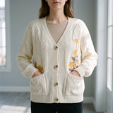 Gilet en maille oversize à motif floral | Superposition décontractée