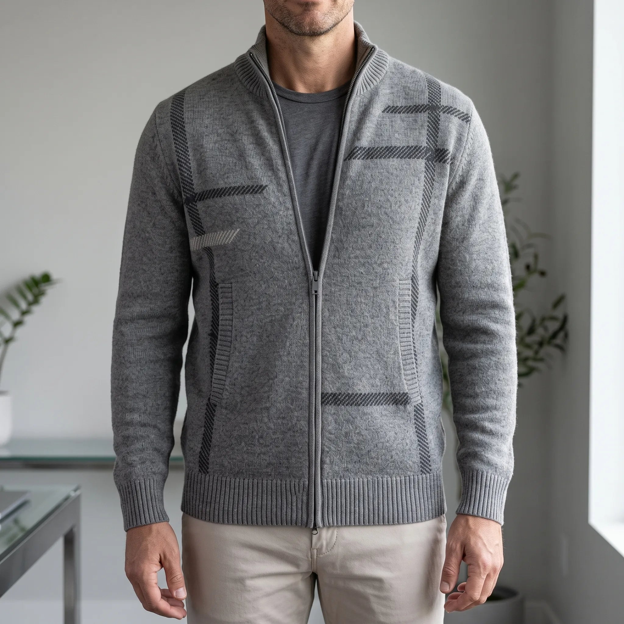 Gilet zippé à motif graphique | Superposition quotidienne