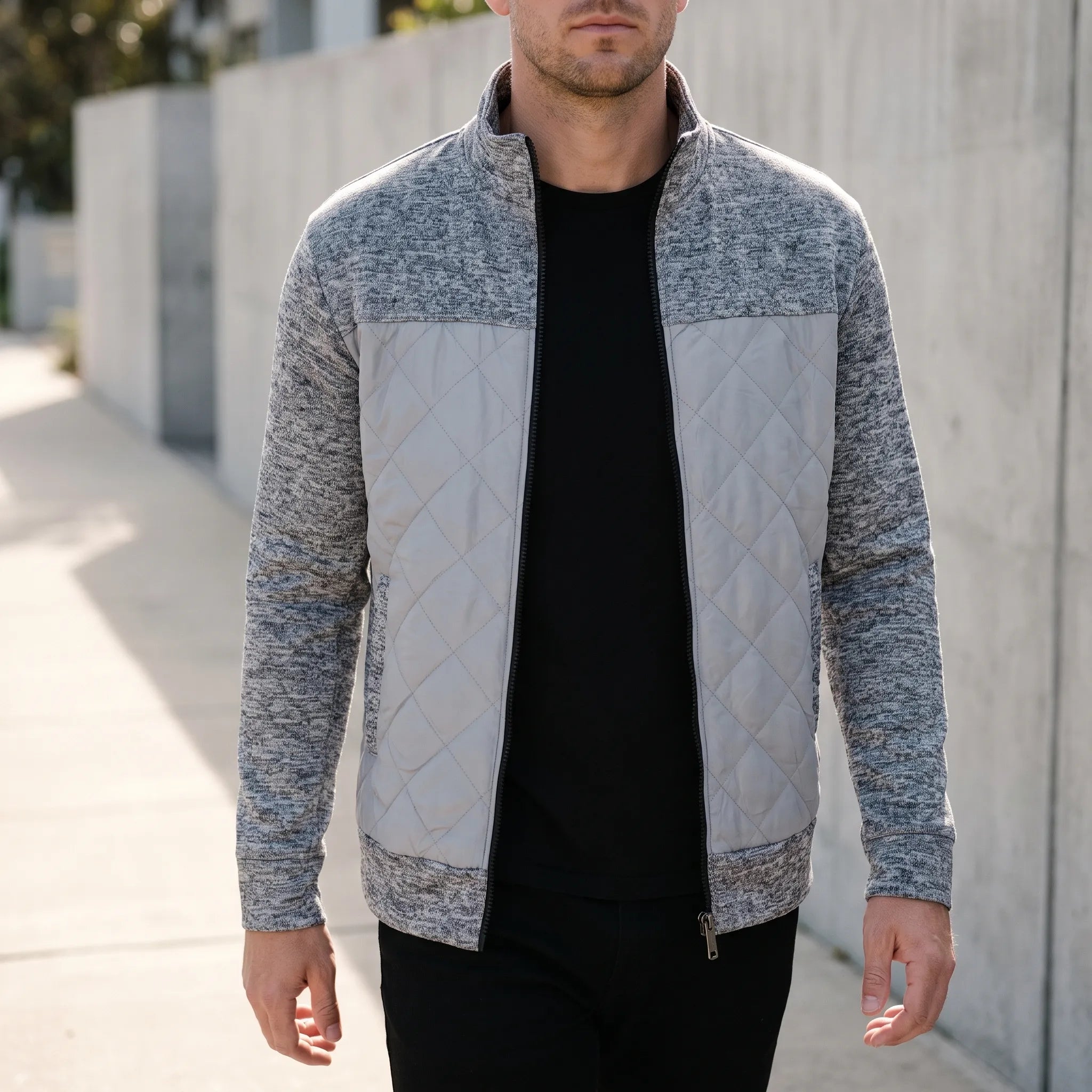 Gilet zippé homme avec panneau matelassé texturé | Sorties décontractées