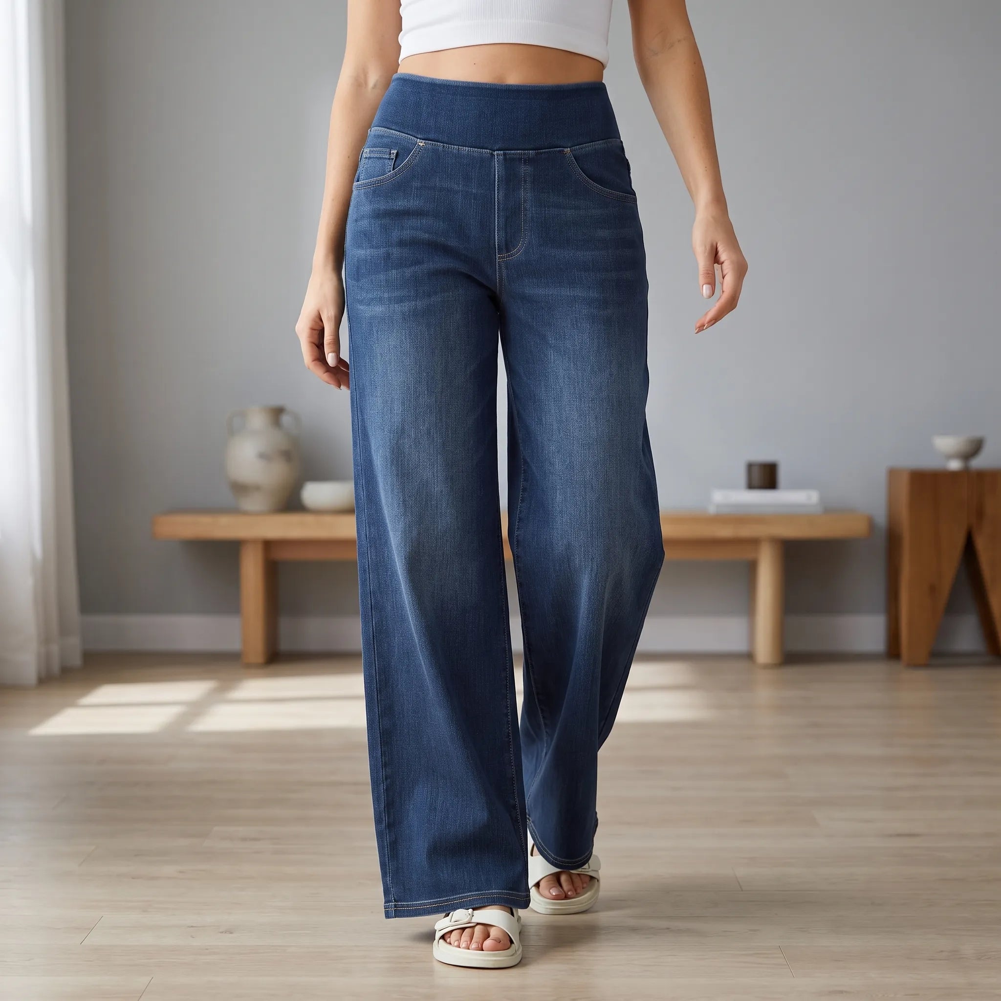 Jean large femme taille haute | Journées actives