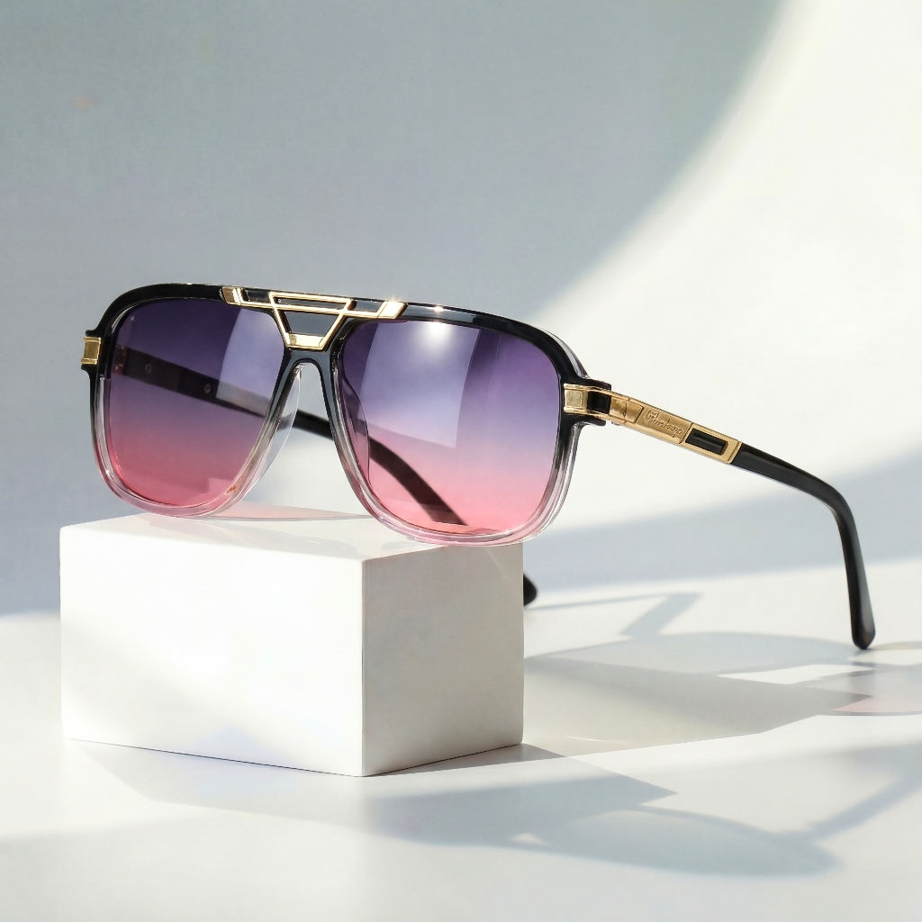 Lunettes de soleil homme | Lunettes aviateur rétro à verres dégradés
