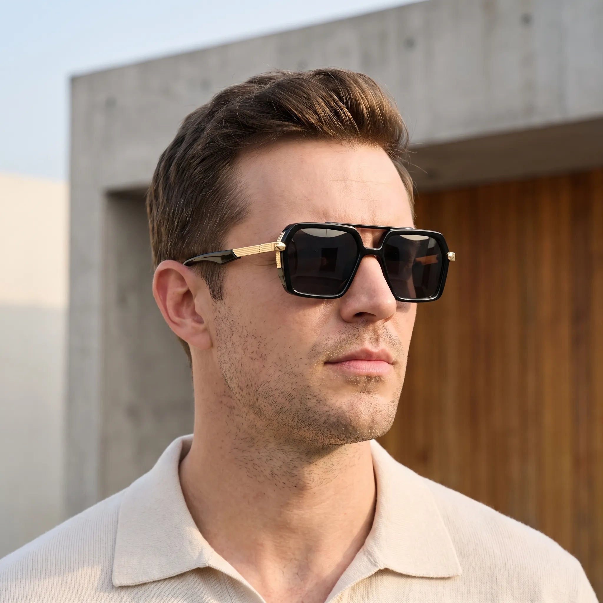 Lunettes de soleil homme | Lunettes de soleil carrées à monture de luxe