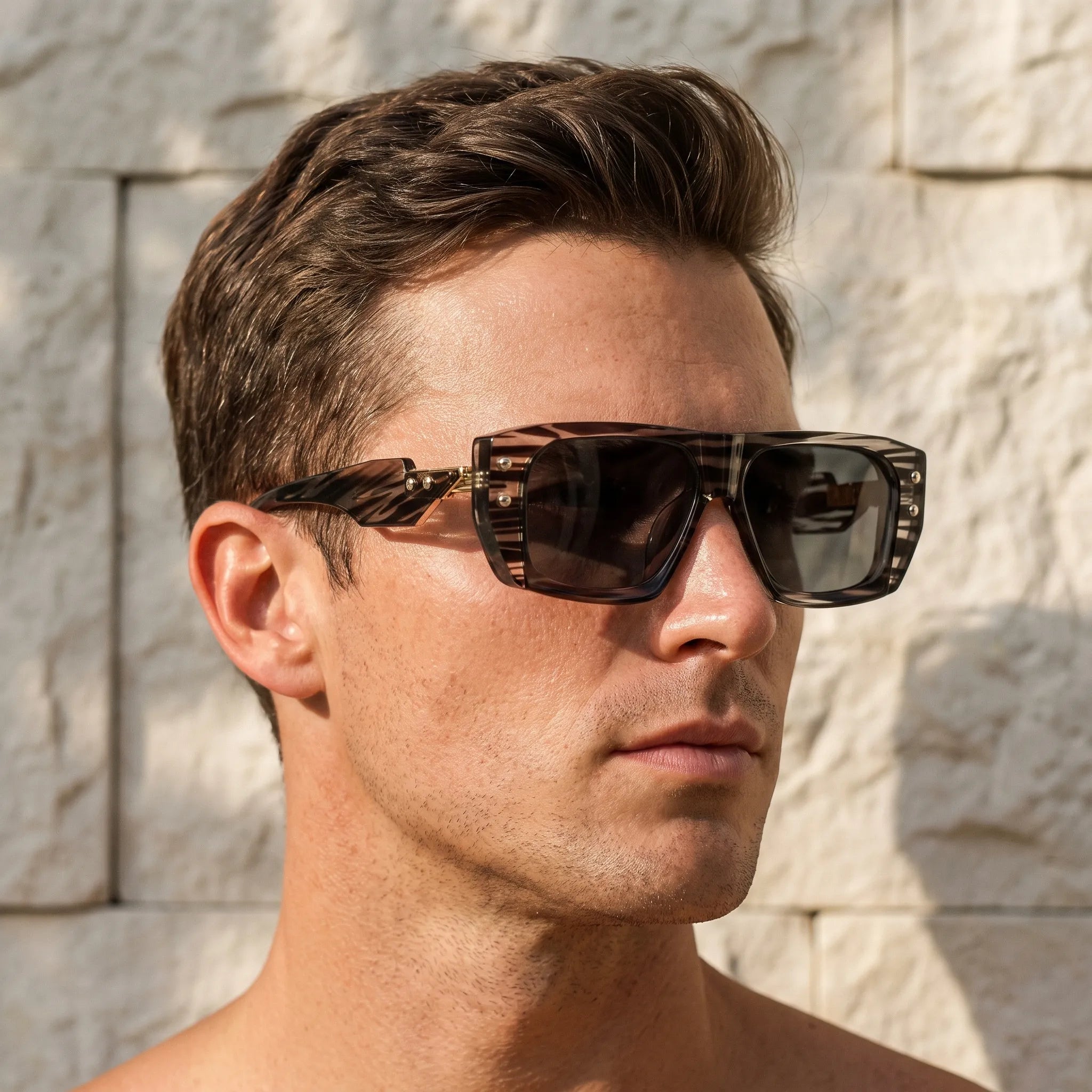 Lunettes de soleil homme | Lunettes de soleil oversize à monture rectangulaire