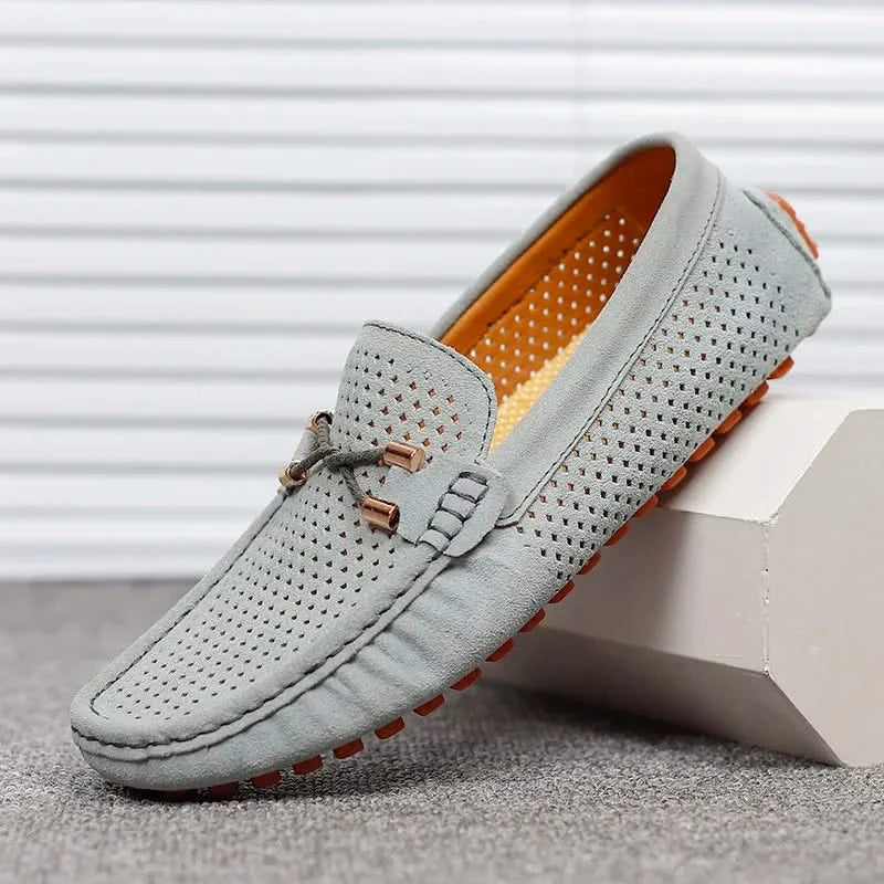 Mocassins homme | Chaussures à enfiler perforées avec détail nœud