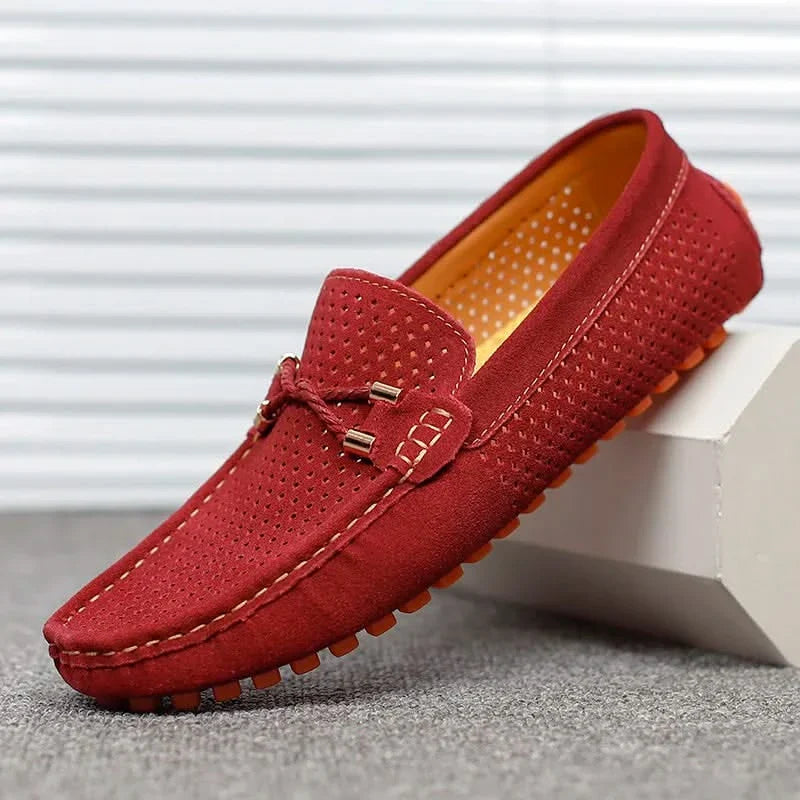 Mocassins homme | Chaussures à enfiler perforées avec détail nœud