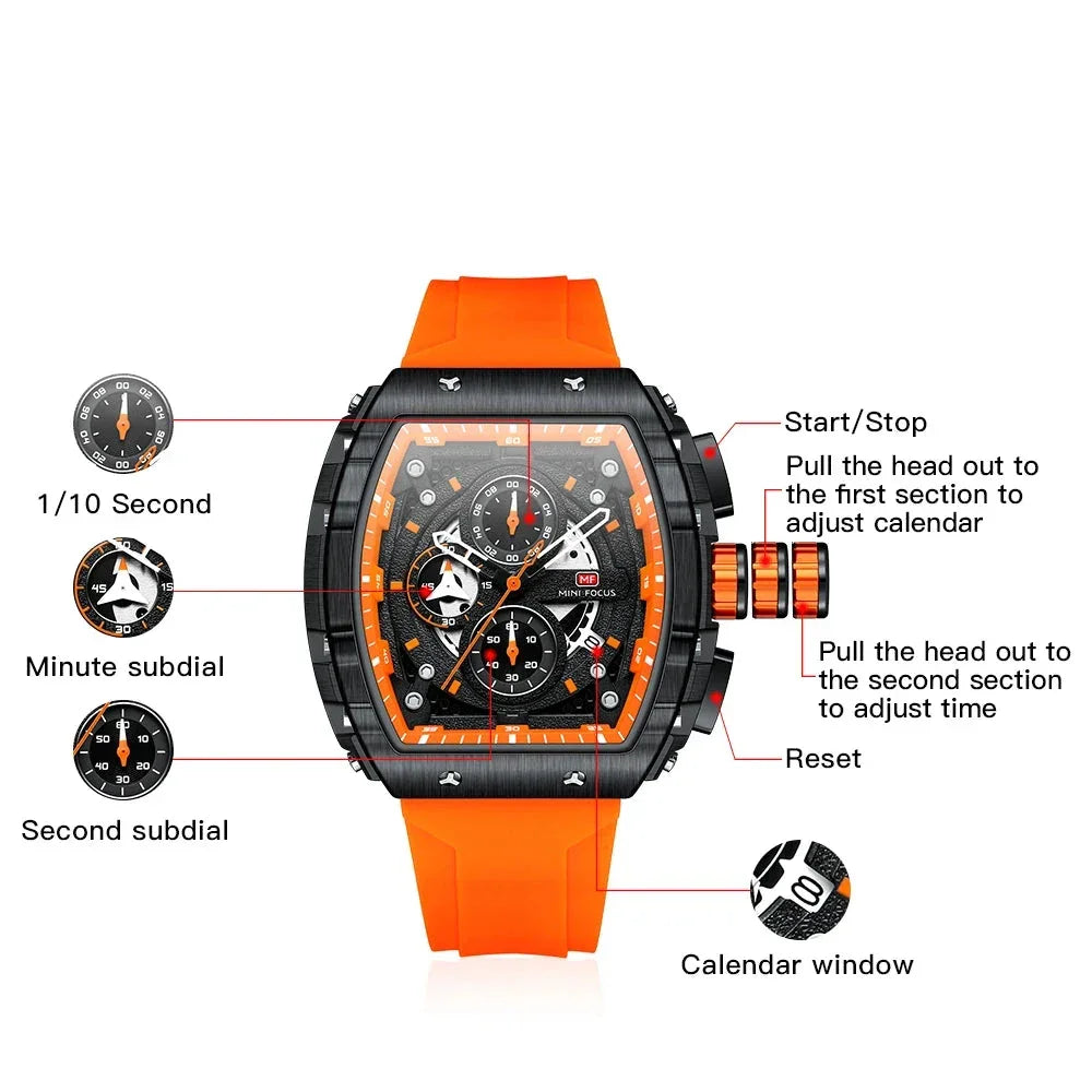 Montre tonneau sportive | Tenue de tous les jours
