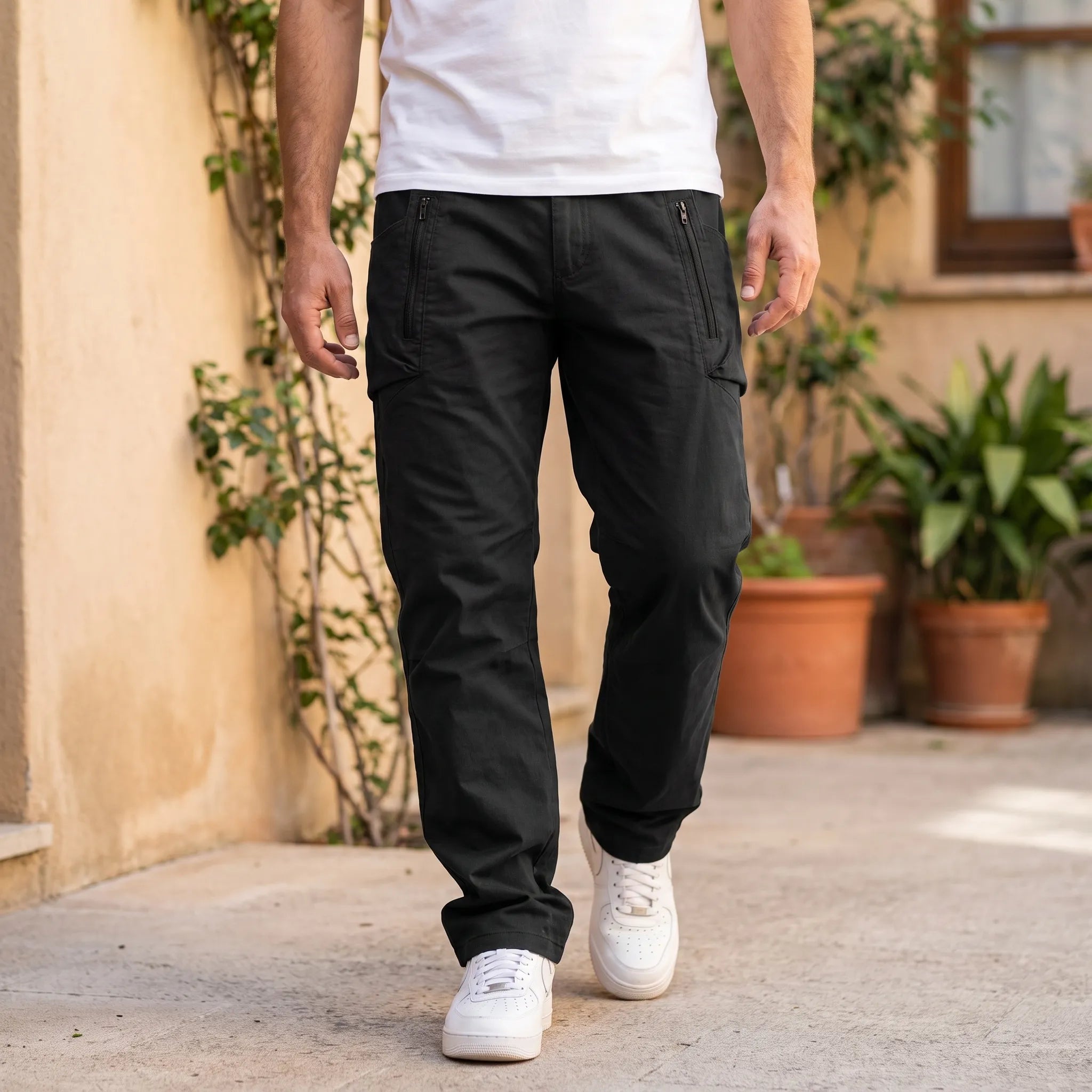 Pantalon cargo homme | Pantalon utilitaire à poches zippées