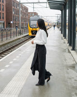 Pantalon large taille haute asymétrique | Sorties décontractées