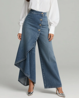 Pantalon large taille haute asymétrique | Sorties décontractées