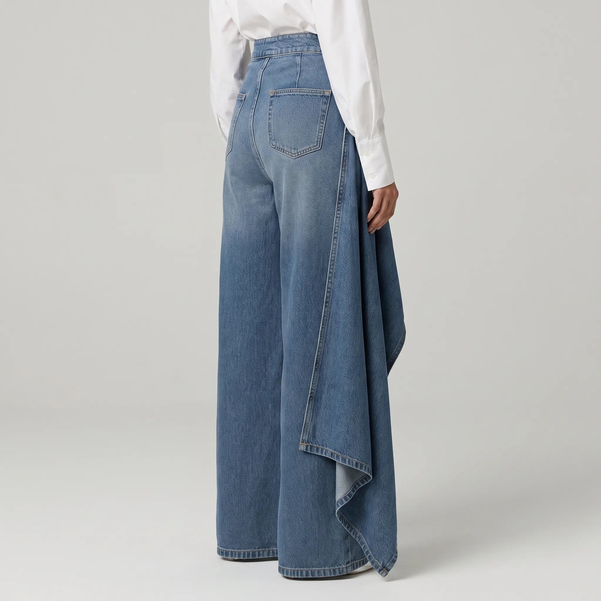 Pantalon large taille haute asymétrique | Sorties décontractées