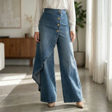 Pantalon large taille haute asymétrique | Sorties décontractées