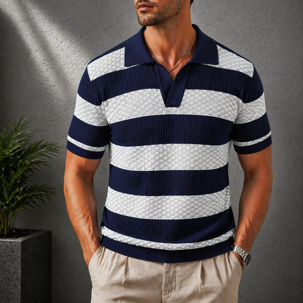 Polo homme | Polo en maille à motif ajouré