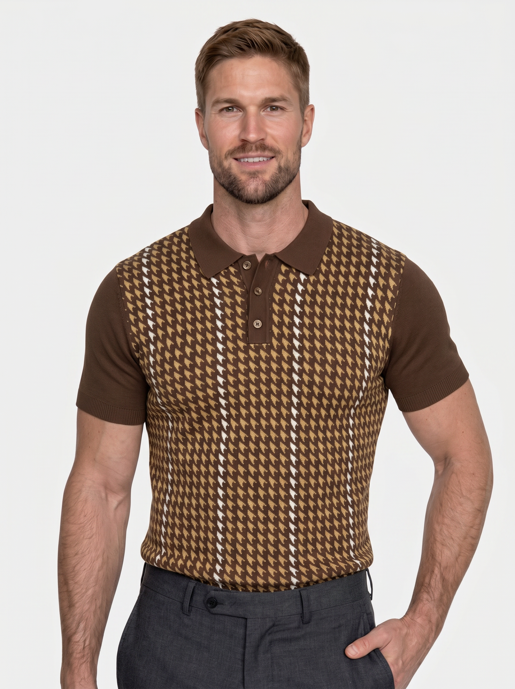 Polo homme | Polo en maille à motif rétro