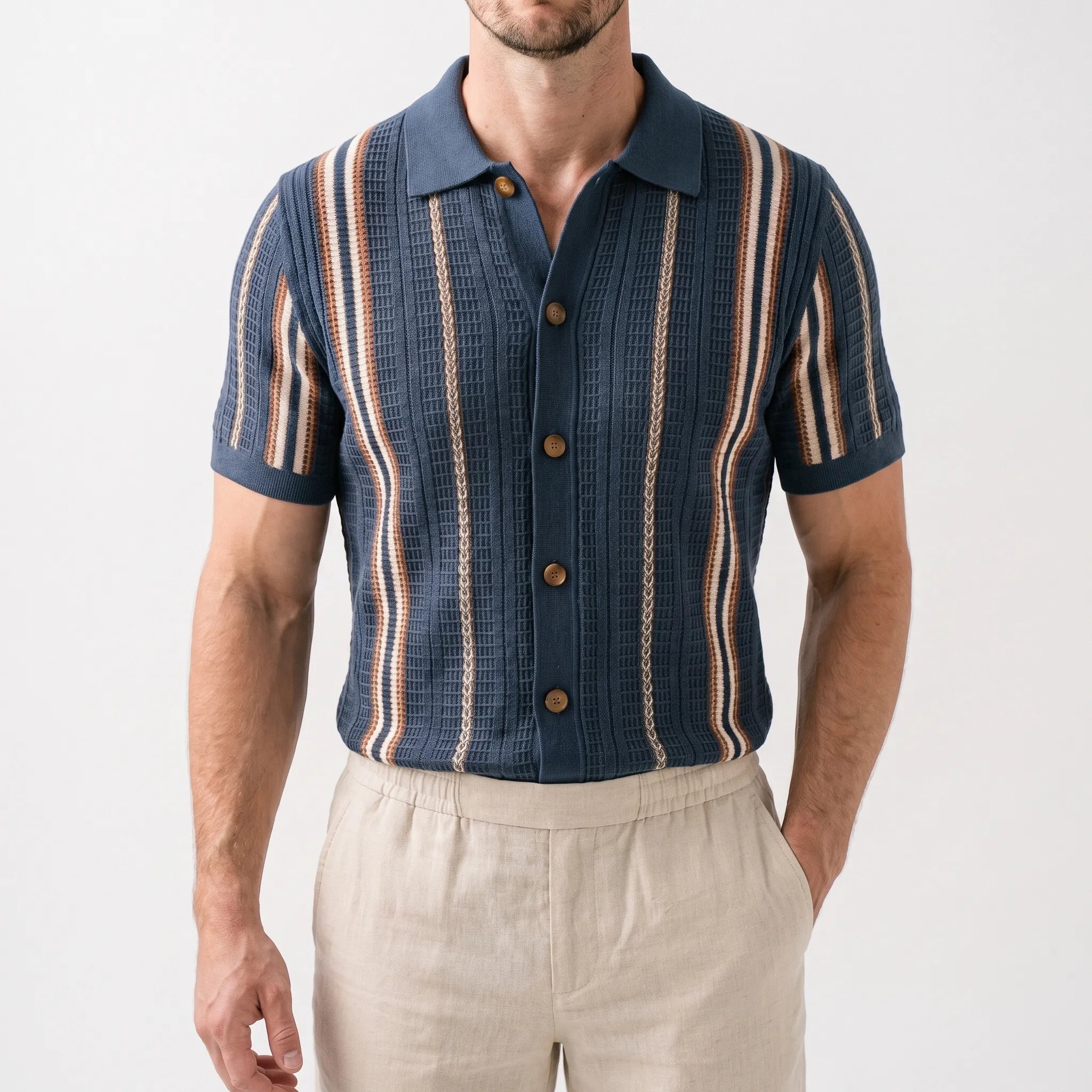Polo homme | Polo en maille à rayures verticales