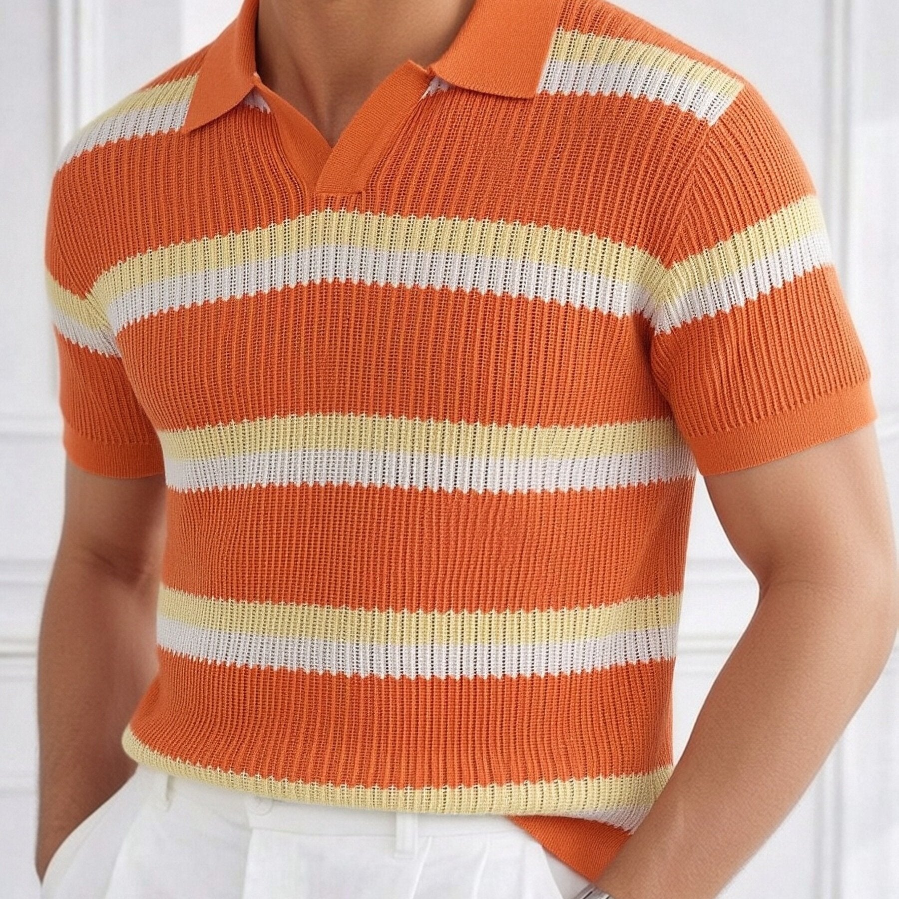 Polo texturé à rayures rétro | Sorties estivales