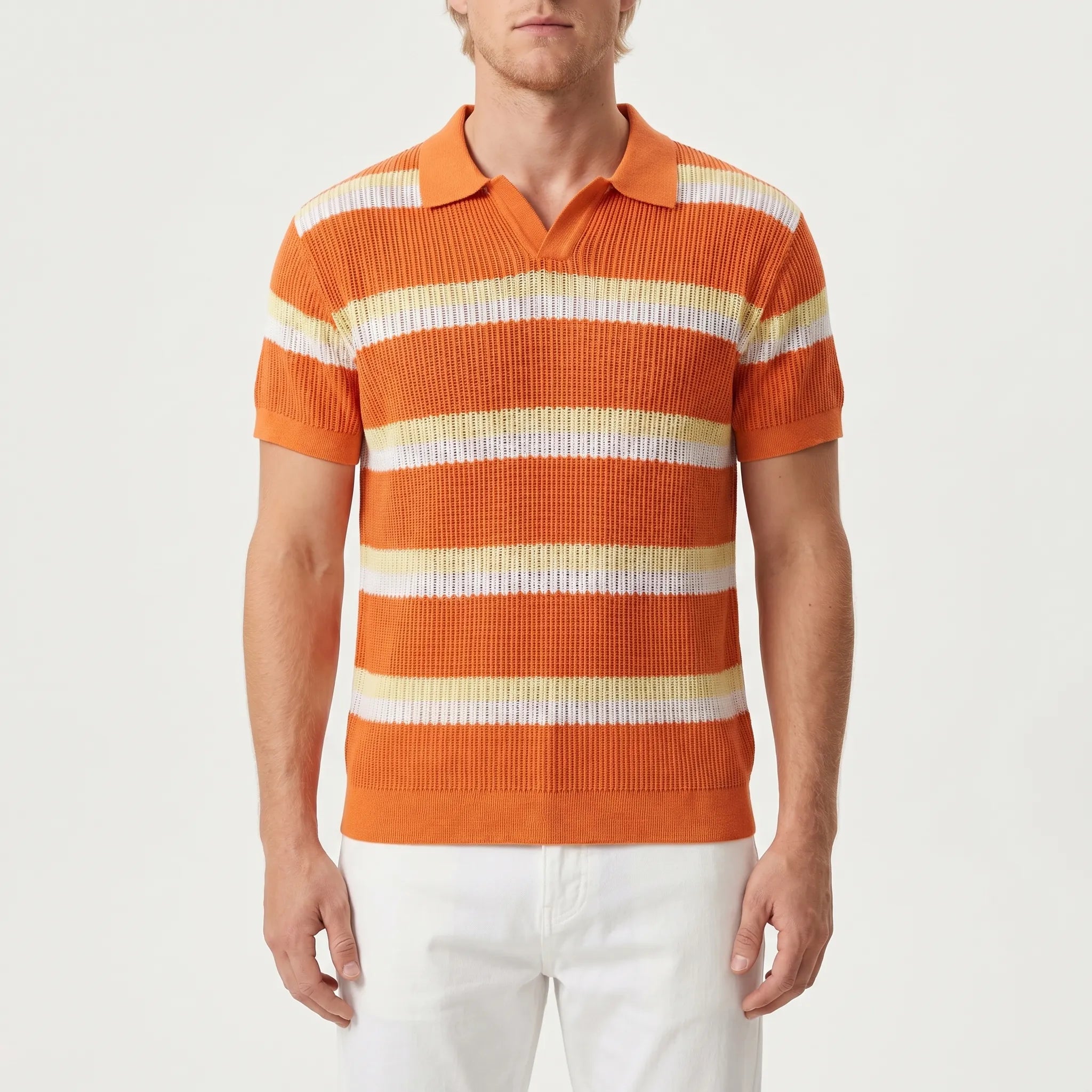 Polo texturé à rayures rétro | Sorties estivales