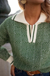 Pull col v femme à motif | Sorties décontractées