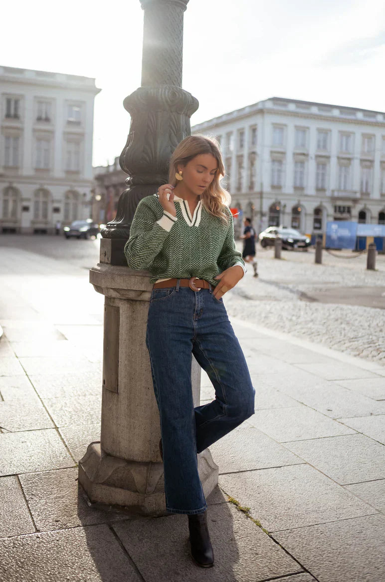 Pull col v femme à motif | Sorties décontractées