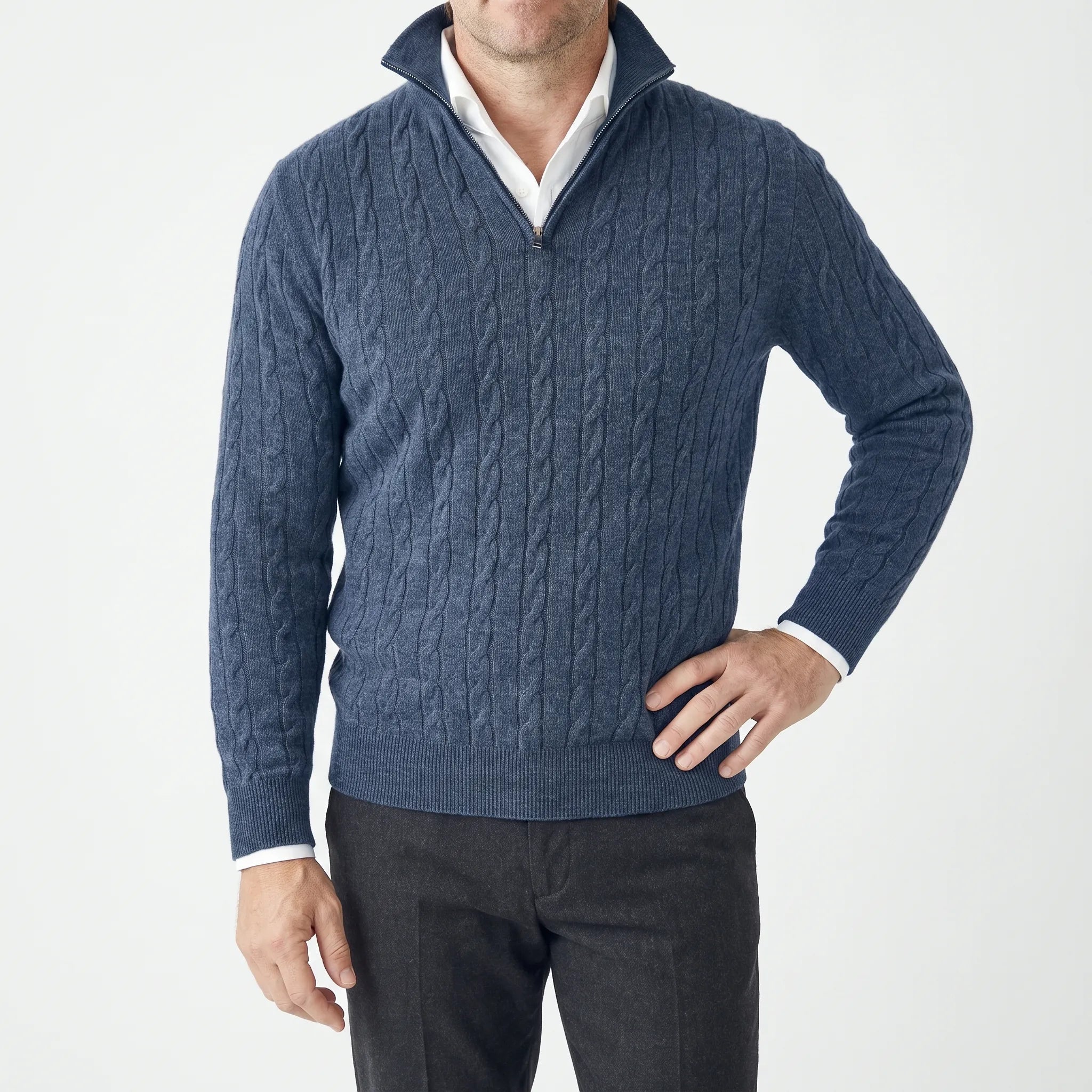 Pull col zippé homme torsadé | Sorties décontractées