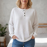 Pull en maille décontracté à col boutonné | Détente à la maison